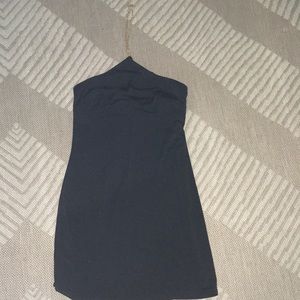 Stretch mini dress with gold chain halter